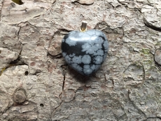 Obsidian - Schneeflockenobsidian - Anhänger Herz