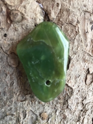 Nephrit - Jade - Trommelstein, gebohrt